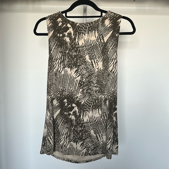 KENNETH COLE Boho Tank Top Wood Ring Straps Beige Olive Print Women’s Medium - Picture 12 of 16